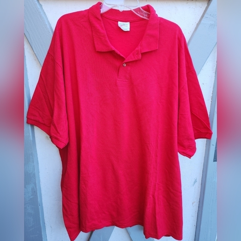 NWOT Stedman by Hanes Pique Cotton Red Polo Shirt Big & Tall 2XL Uniform